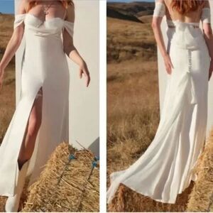 For Love & Lemons | Cora Bridal Gown Dress White M NWT Wedding Maxi